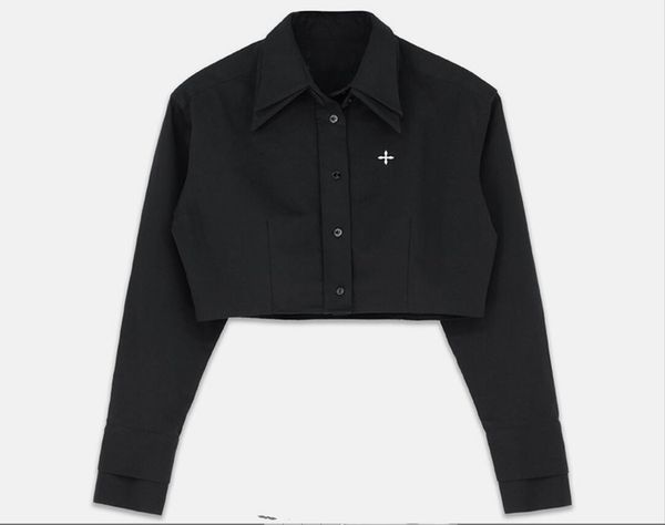 women's blouses & shirts blouse fashion letter embroidery lapel cropped long sleeve breasted shirt, White
women's blouses & shirts blouse fashion letter embroidery lapel cropped long sleeve breasted shirt, White