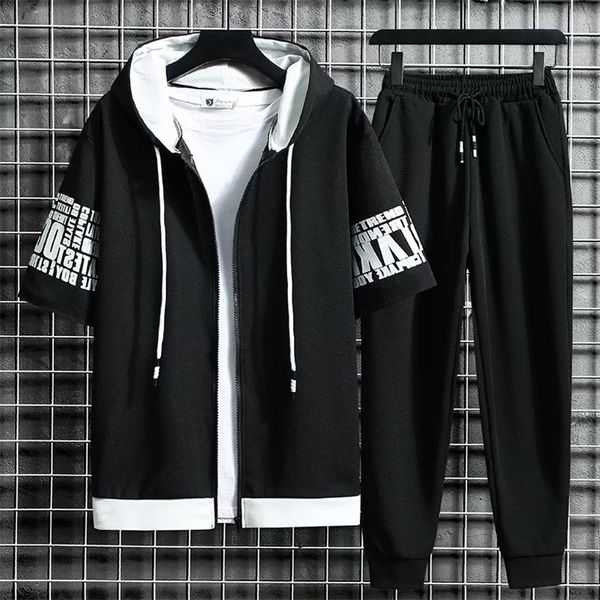 men's tracksuits men's sets hooded zipper short sleeve elastic waist trousers men clothing two piece set korean streetwear tracks, Gray
men's tracksuits men's sets hooded zipper short sleeve elastic waist trousers men clothing two piece set korean streetwear tracks, Gray