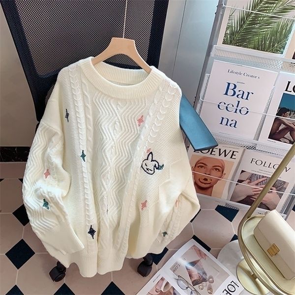 womens sweaters lq songyi cute embroidered twist pullover o neck women knitted jumpers kawaii oversized 220923, White;black
womens sweaters lq songyi cute embroidered twist pullover o neck women knitted jumpers kawaii oversized 220923, White;black