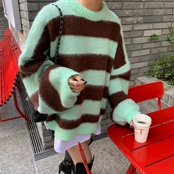 womens sweaters womens clothing korean stripe knitting sweater round neck long sleeves vintage casual fashion baggy ladies autumn 220923, White;black
womens sweaters womens clothing korean stripe knitting sweater round neck long sleeves vintage casual fashion baggy ladies autumn 220923, White;black