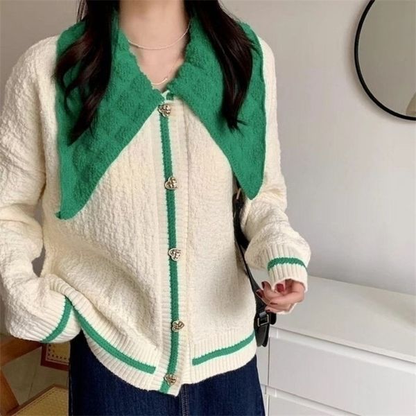 womens knits tees colorblocking dollneck sweater women spring korean long sleeve love button design niche cardigan sweater female 220923, White
womens knits tees colorblocking dollneck sweater women spring korean long sleeve love button design niche cardigan sweater female 220923, White