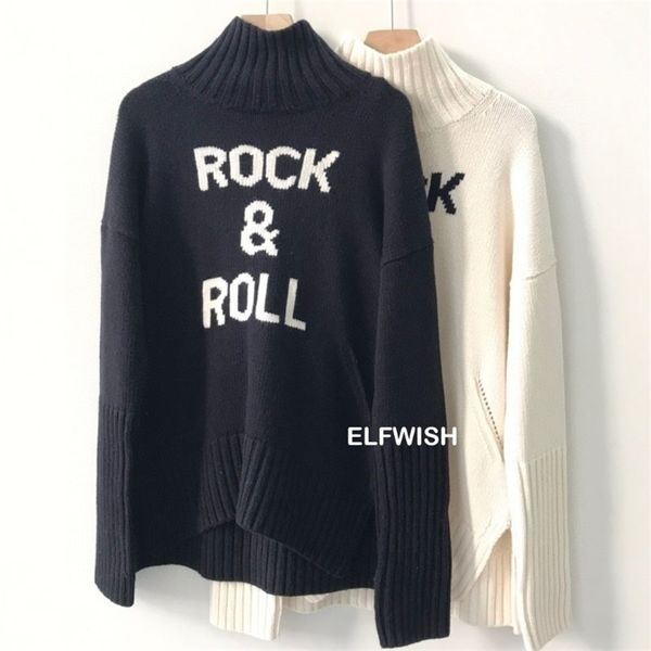 womens sweaters woman 100% cashmere turtleneck sweater front contrast color letters jac long sleeved soft jumper pullovers 220923, White;black
womens sweaters woman 100% cashmere turtleneck sweater front contrast color letters jac long sleeved soft jumper pullovers 220923, White;black