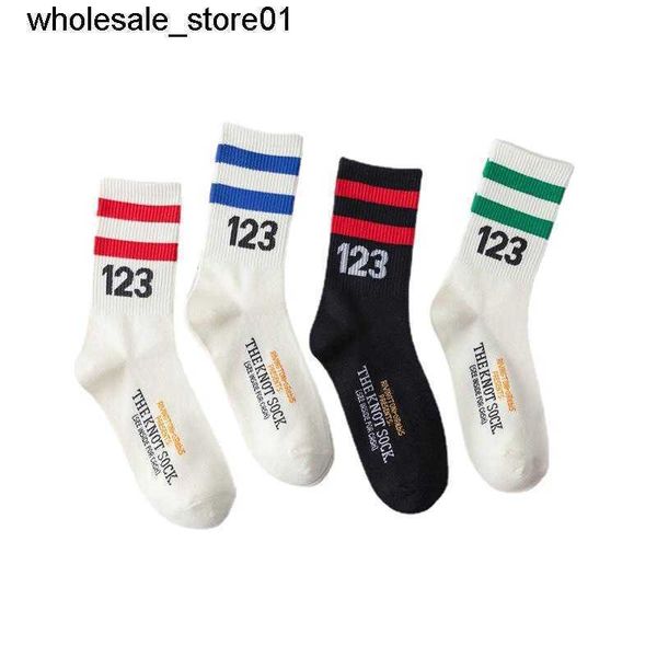 men's socks designer new essential stripe medium tube cotton chaogao street socks sports socks for men women, Black