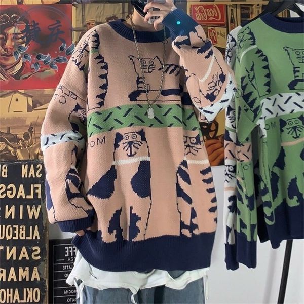 men's sweaters harajuku knitted clothing winter pullover fashion clothes hip hop warm cartoon cat 220927, White;black
men's sweaters harajuku knitted clothing winter pullover fashion clothes hip hop warm cartoon cat 220927, White;black
