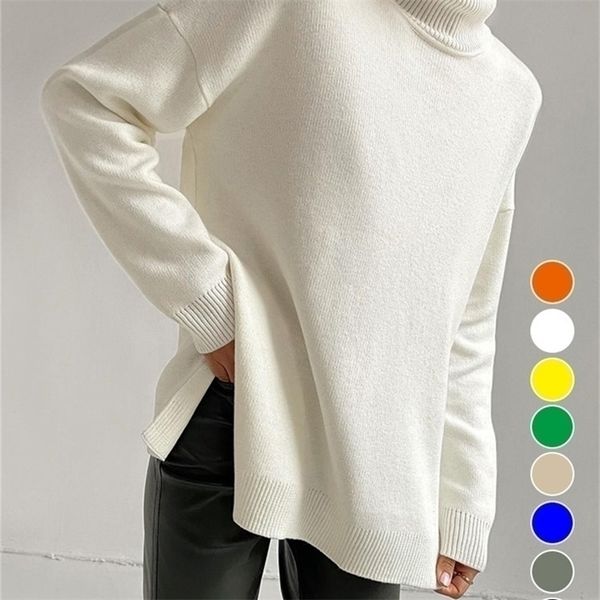womens sweaters winter turtlenecks green oversize classic warm knitted pullovers side slit long for women 220923, White;black
womens sweaters winter turtlenecks green oversize classic warm knitted pullovers side slit long for women 220923, White;black