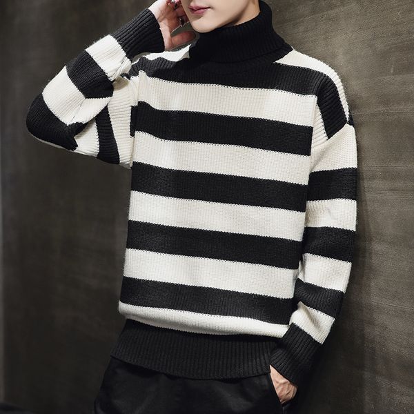 men's sweaters autumn winter men contrast stripe knitted sweater mens streewear warm pullovers male thick turtleneck 3xl 220927, White;black
men's sweaters autumn winter men contrast stripe knitted sweater mens streewear warm pullovers male thick turtleneck 3xl 220927, White;black
