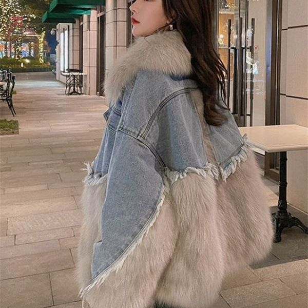 womens fur faux lanmrem denim splicing fashion coats medium length imitation warm luxury clothing winter 2r5815 220927, Black
womens fur faux lanmrem denim splicing fashion coats medium length imitation warm luxury clothing winter 2r5815 220927, Black