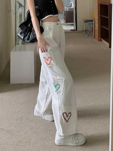 women's pants capris summer white jeans emo loose high waist shows slim y2k street true love straight leg wide pants women's wear, Black;white
women's pants capris summer white jeans emo loose high waist shows slim y2k street true love straight leg wide pants women's wear, Black;white