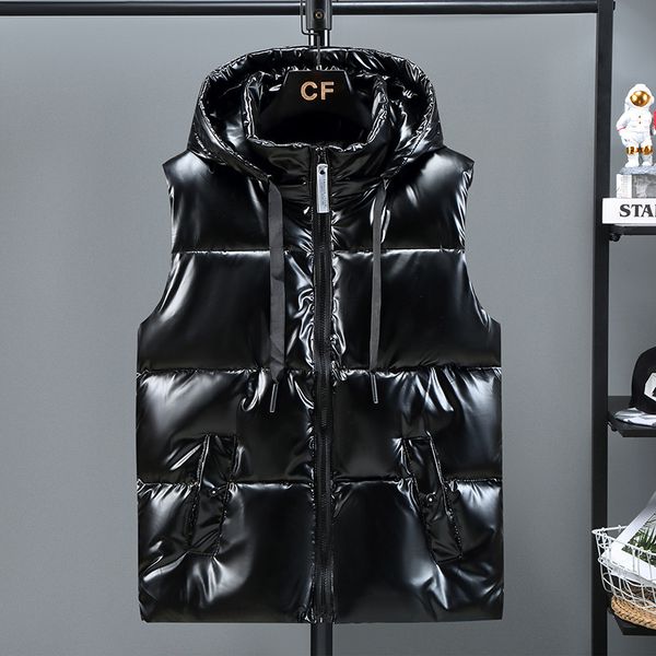 men s vests 3644 surface shiny black grey waistcoat men with hooded casual warm thick mens jacket zipper outerwear autumn winter 220926, Black;white
men s vests 3644 surface shiny black grey waistcoat men with hooded casual warm thick mens jacket zipper outerwear autumn winter 220926, Black;white