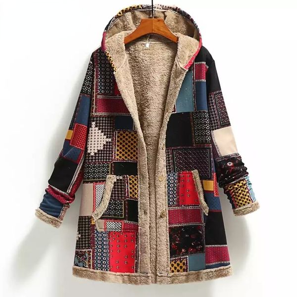 women's jackets winter female warm coat print thick fleece hooded long jacket with pocket ladies loose outwear coat 220926, Black;brown
women's jackets winter female warm coat print thick fleece hooded long jacket with pocket ladies loose outwear coat 220926, Black;brown