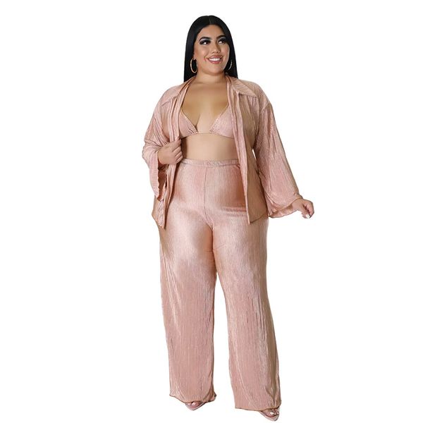 autumn women two piece pants plus size 3 piece pleated outfits long sleeve cardigan bra and high waist wide leg trouser set, White
autumn women two piece pants plus size 3 piece pleated outfits long sleeve cardigan bra and high waist wide leg trouser set, White