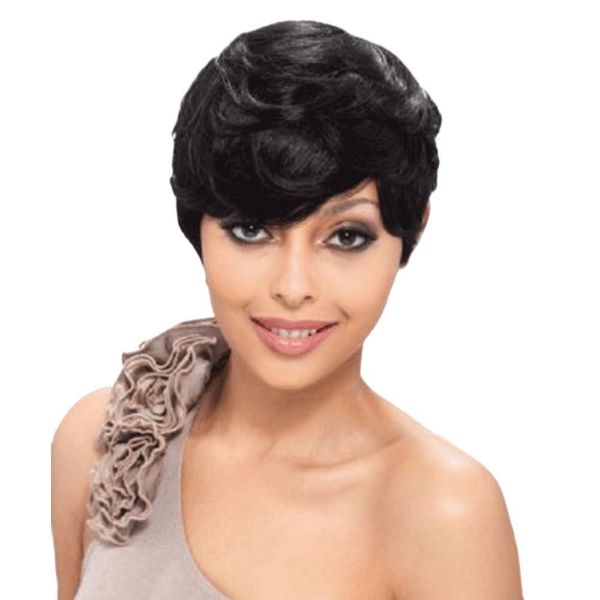 short none lace front pixie cut brazilian hair for black women machine made peruvian wig withbang perruque, Black;brown
short none lace front pixie cut brazilian hair for black women machine made peruvian wig withbang perruque, Black;brown