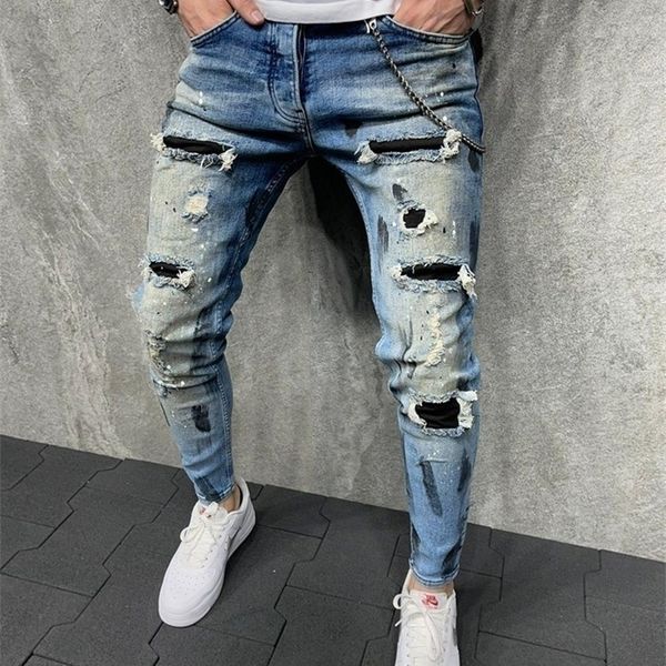 mens jeans skinny men painted stretch slim fit ripped distressed pleated knee patch denim pants brand casual trousers 220928, Blue
mens jeans skinny men painted stretch slim fit ripped distressed pleated knee patch denim pants brand casual trousers 220928, Blue