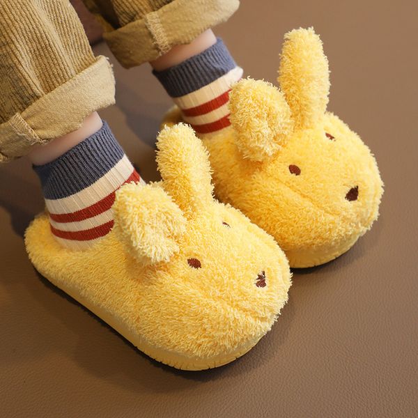 slipper children home cotton slippers girls boys kids autumn winter cute rabbit warm thick furry indoor soft bottom 220928, Black;grey