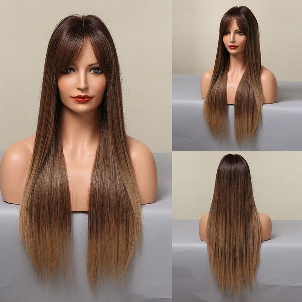 long straight ombre synthetic wigs bangs heat resistant women natural cosplay wig, Black
long straight ombre synthetic wigs bangs heat resistant women natural cosplay wig, Black