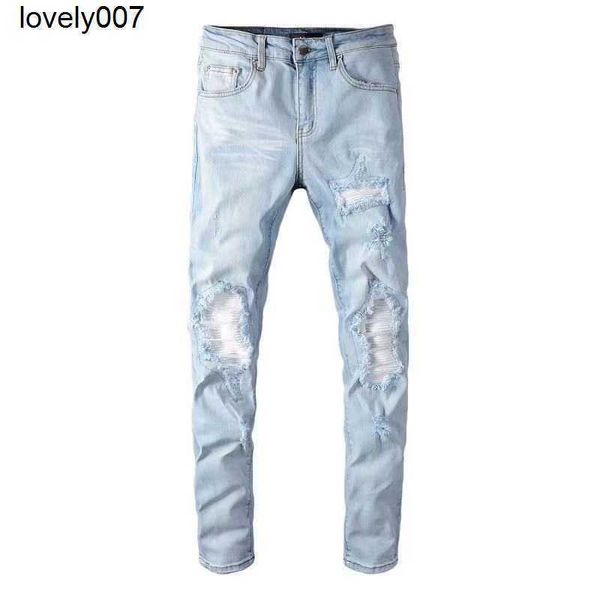dsigner men's new jeans amirs ripped fashion brand knee fold light blue slim elastic trendsetter
dsigner men's new jeans amirs ripped fashion brand knee fold light blue slim elastic trendsetter