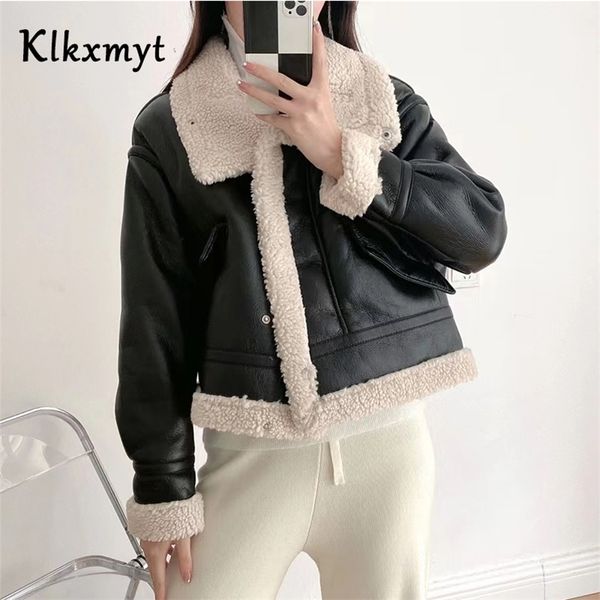 women's fur faux klkxmyt traf women short jacket winter warm casual streetwear retro comfortable fashion loose female thick outwear 220, Black
women's fur faux klkxmyt traf women short jacket winter warm casual streetwear retro comfortable fashion loose female thick outwear 220, Black