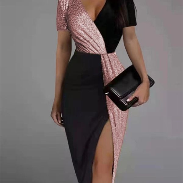 casual dresses women elegant sequin stitching short sleeve evening party dress v-neck split contrast color ladies midi robe 220926, Black;gray
casual dresses women elegant sequin stitching short sleeve evening party dress v-neck split contrast color ladies midi robe 220926, Black;gray