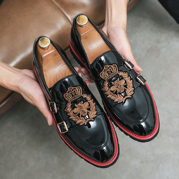 men's luxury embroidered brogues luxury lacquer round toe fashion everyday business shoes loafers multi-sizes38-48, Black
men's luxury embroidered brogues luxury lacquer round toe fashion everyday business shoes loafers multi-sizes38-48, Black