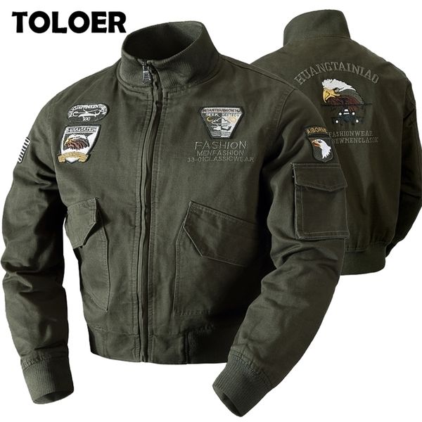 men's jackets military bomber men autumn winter casual solid zipper pilot jacket stand collar male embroidery slim coat 220928, Black;brown
men's jackets military bomber men autumn winter casual solid zipper pilot jacket stand collar male embroidery slim coat 220928, Black;brown
