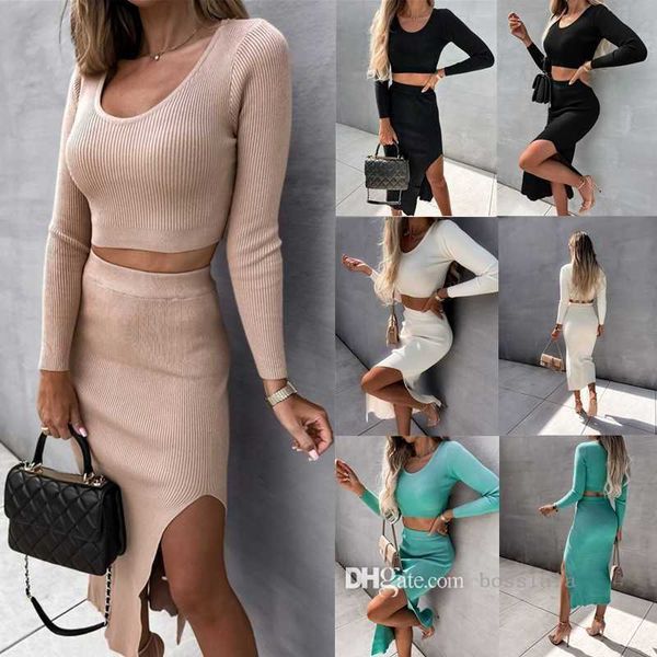 2022 autumn women dress suit solid color thread long sleeve fashion split long skirt 2 pieces set, White
2022 autumn women dress suit solid color thread long sleeve fashion split long skirt 2 pieces set, White