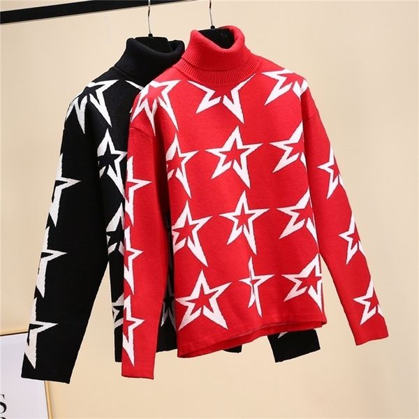 women's sweaters luxury brand autumn winter harajuku women red black star print knitted pullovers female thick turtleneck jumper 220926, White;black
women's sweaters luxury brand autumn winter harajuku women red black star print knitted pullovers female thick turtleneck jumper 220926, White;black