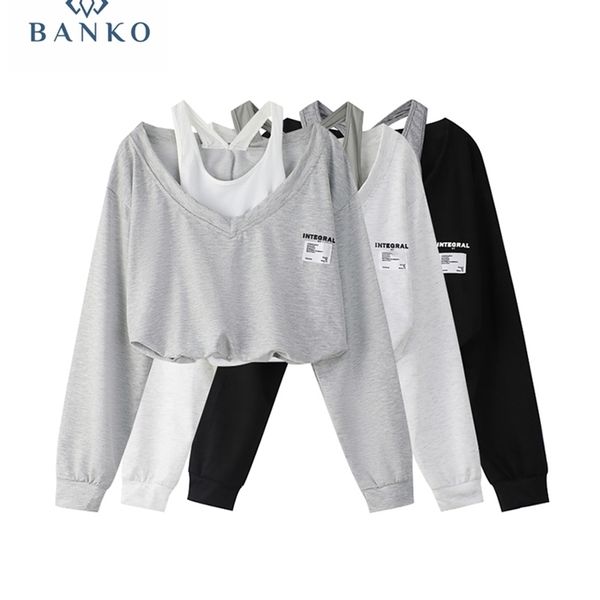 women's hoodies sweatshirts korean fashion women fake two pieces strapless crop preppy style blouse harajuku hoodie loose casual pullov, Black
women's hoodies sweatshirts korean fashion women fake two pieces strapless crop preppy style blouse harajuku hoodie loose casual pullov, Black