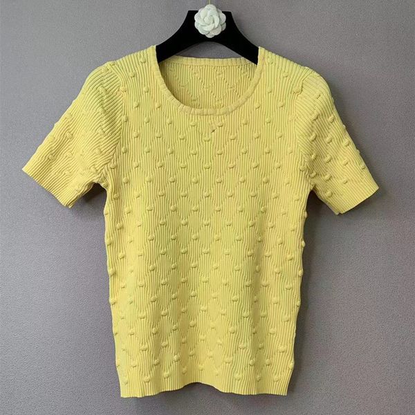 911 2022 runway summer brand same style sweater crew neck short sleeve pullover black white pink yellow women's sweaters yiduo, White;black
911 2022 runway summer brand same style sweater crew neck short sleeve pullover black white pink yellow women's sweaters yiduo, White;black