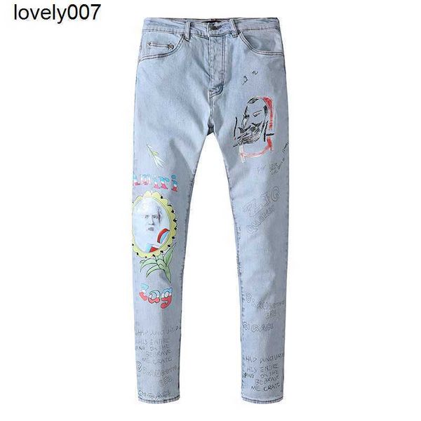 designer amirs new jeans men's fashion personalized printing slim fit men's pants, Blue
designer amirs new jeans men's fashion personalized printing slim fit men's pants, Blue