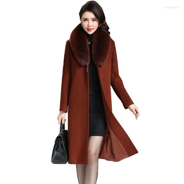 women's wool 2022 women winter woolen trench coat elegant imitation fur collar plus size 6xl slim cashmere coats f257, Black
women's wool 2022 women winter woolen trench coat elegant imitation fur collar plus size 6xl slim cashmere coats f257, Black