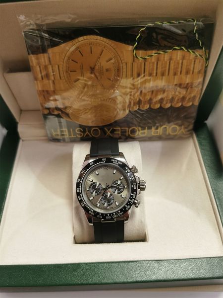 with original box fashion mens movement watch 40mm bezel black dial rubber strap luminous sapphire waterproof sports wristwatches factory mu, Slivery;brown
with original box fashion mens movement watch 40mm bezel black dial rubber strap luminous sapphire waterproof sports wristwatches factory mu, Slivery;brown