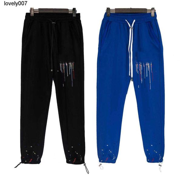 designer amirs drawstring brand embroidered splash ink spray painting slim straight men's casual leggings, Black
designer amirs drawstring brand embroidered splash ink spray painting slim straight men's casual leggings, Black