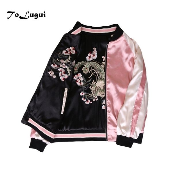 women's jackets floral embroidery women jacket autumn winter harajuku pilot jacket on both sides casual baseball jackets coats sukajan, Black;brown
women's jackets floral embroidery women jacket autumn winter harajuku pilot jacket on both sides casual baseball jackets coats sukajan, Black;brown