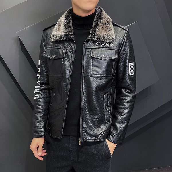 men's leather faux autumn thick warm fleece jacket coat winter outwear casual military bomber motor biker jackets s4xl 220927, Black
men's leather faux autumn thick warm fleece jacket coat winter outwear casual military bomber motor biker jackets s4xl 220927, Black