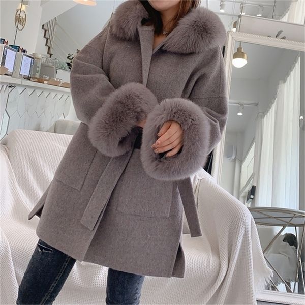 womens fur faux furyoume women real coat winter jacket oversize loose cashmere wool blends streetwear natural hood outerwear belt 220926, Black
womens fur faux furyoume women real coat winter jacket oversize loose cashmere wool blends streetwear natural hood outerwear belt 220926, Black