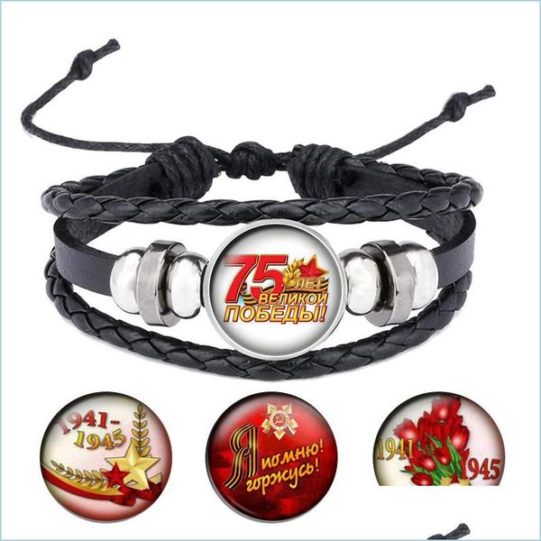 charm bracelets great patriotic war victory day glass cabochons rope bracelet black leather snap button jewelry men giftsb057 drop de dhklj, Golden;silver
charm bracelets great patriotic war victory day glass cabochons rope bracelet black leather snap button jewelry men giftsb057 drop de dhklj, Golden;silver