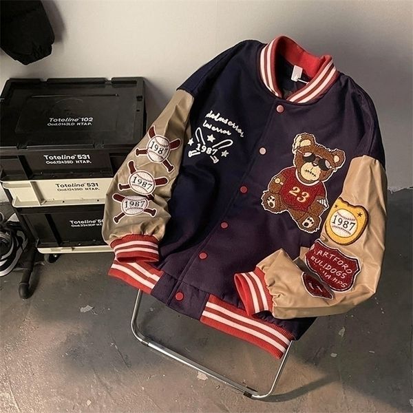mens jackets retro bear embroidered baseball uniform men and women ins spring loose couple street jacket bomber traf 220928, Black;brown
mens jackets retro bear embroidered baseball uniform men and women ins spring loose couple street jacket bomber traf 220928, Black;brown
