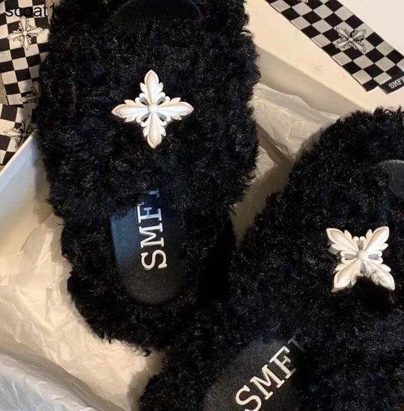 slippers new smfk designer slipper spring summer women korean fashion open toe versatile lamb wool flat sole single shoes wear sandals, Black
slippers new smfk designer slipper spring summer women korean fashion open toe versatile lamb wool flat sole single shoes wear sandals, Black