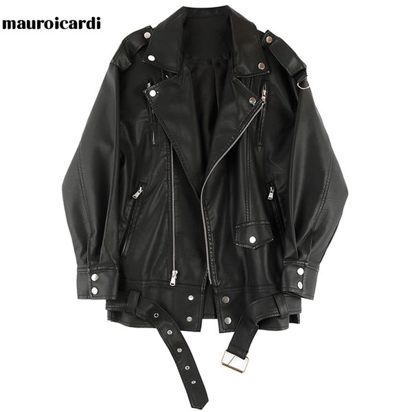 men's leather faux mauroicardi spring autumn loose biker jacket for style long sleeve zipper soft jackets brand 220927, Black
men's leather faux mauroicardi spring autumn loose biker jacket for style long sleeve zipper soft jackets brand 220927, Black