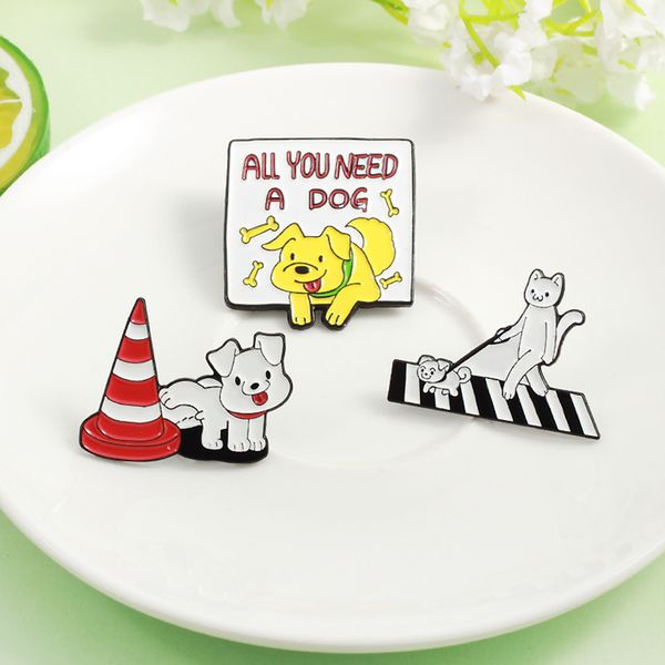 cat walking dog on zebra crossing brooches 3pcs set cute animal enamel painting badges for girls letter alloy pin jewelry, Gray
cat walking dog on zebra crossing brooches 3pcs set cute animal enamel painting badges for girls letter alloy pin jewelry, Gray