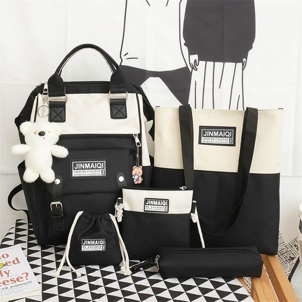 school bags 5pcsset canvas women backpacks school bags for teenage girls laptravel backpacks students book bags rucksack 220928
school bags 5pcsset canvas women backpacks school bags for teenage girls laptravel backpacks students book bags rucksack 220928