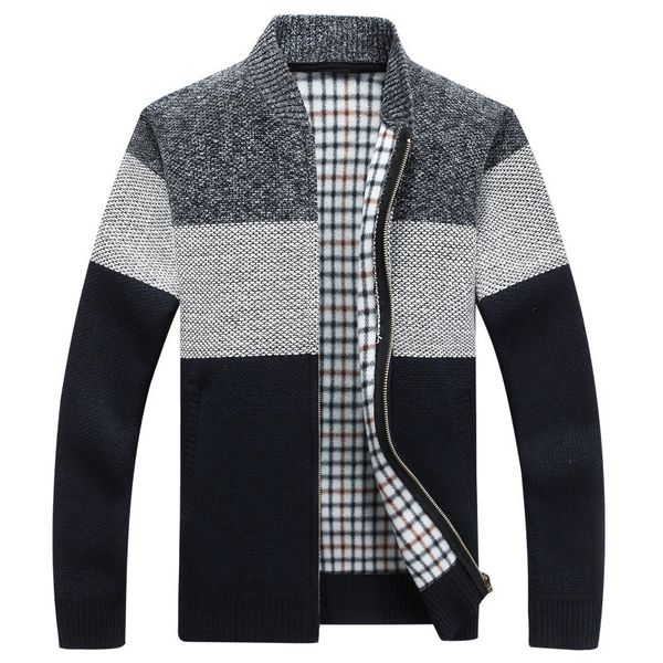 men's sweaters autumn opener zipper men's sweater thickened and velvet stand collar men's loose warm knitted jacket 220928, White;black
men's sweaters autumn opener zipper men's sweater thickened and velvet stand collar men's loose warm knitted jacket 220928, White;black