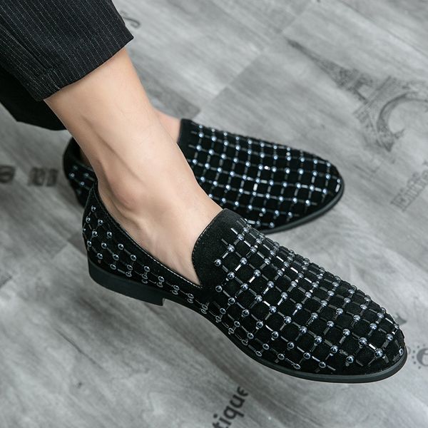 men's luxury rhinestone brogues leather shoes suede round toe fashion everyday business shoes loafers large sizes 38-48, Black
men's luxury rhinestone brogues leather shoes suede round toe fashion everyday business shoes loafers large sizes 38-48, Black