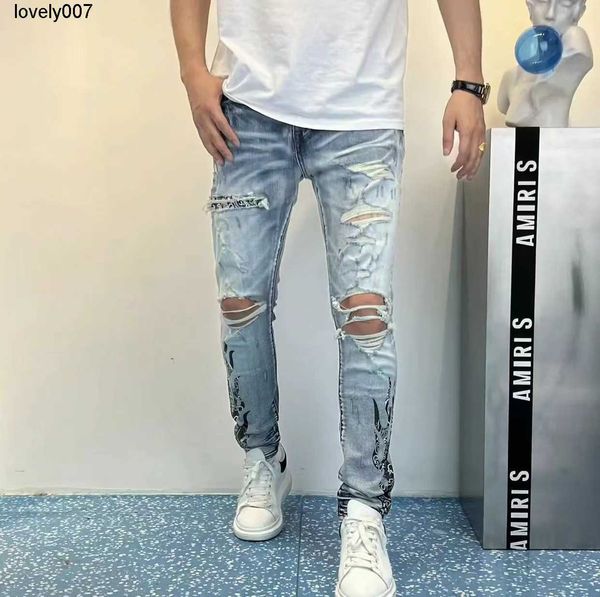 dsigner men's new jeans amirs ripped jeans men's new fashion brand printed straight men's pants, Blue
dsigner men's new jeans amirs ripped jeans men's new fashion brand printed straight men's pants, Blue