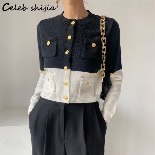 women's jackets chic woolen cardigan women cropped sweater spring golden button patchwork knit coat business elegant knitwear 220926, Black;brown
women's jackets chic woolen cardigan women cropped sweater spring golden button patchwork knit coat business elegant knitwear 220926, Black;brown