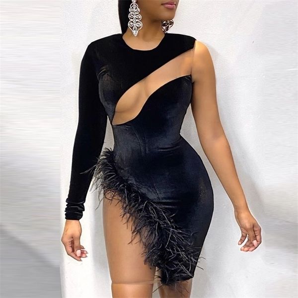 casual dresses hirigin sheer mesh patchwork velvet mini dress women one long shoulder feather night club short bodycon vestidos robes 220926, Black;gray
casual dresses hirigin sheer mesh patchwork velvet mini dress women one long shoulder feather night club short bodycon vestidos robes 220926, Black;gray