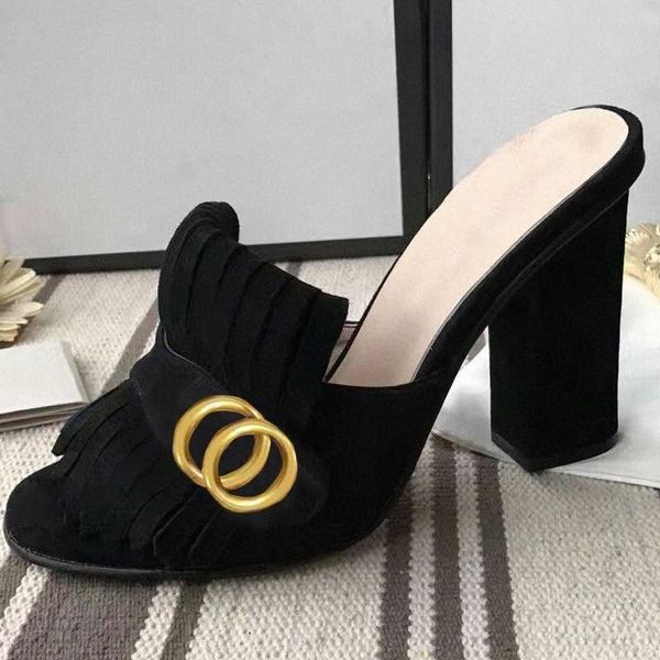 slippers classic designer women half slippers cowhide 100% leather suede thick heels metal slides woman shoe beach lazy sandals high heeled, Black
slippers classic designer women half slippers cowhide 100% leather suede thick heels metal slides woman shoe beach lazy sandals high heeled, Black