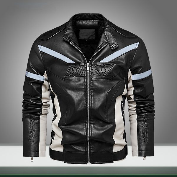 new men pu leather jacket reflective strip warm fleece mens motorcycle jackets zipper fashion windbreaker outwear coats, Black
new men pu leather jacket reflective strip warm fleece mens motorcycle jackets zipper fashion windbreaker outwear coats, Black