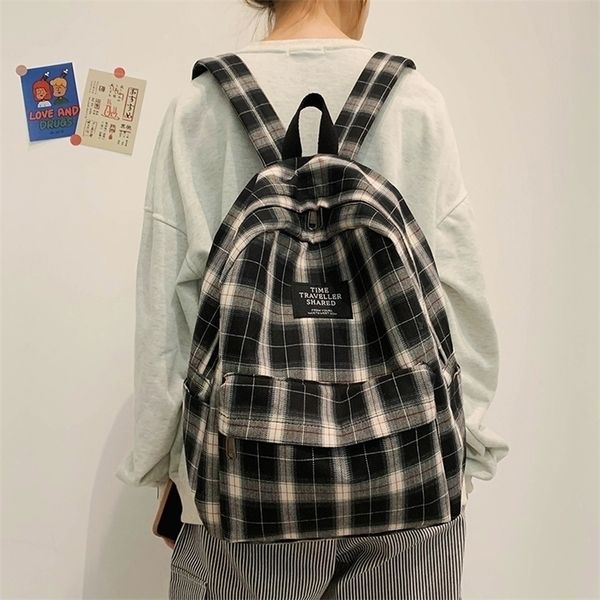 school bags teen bag for girls korean haraguku backpack women plaid bookbag middle student bag large canvas lap220926
school bags teen bag for girls korean haraguku backpack women plaid bookbag middle student bag large canvas lap220926