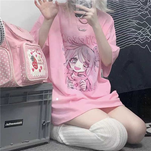 summer clothes for women t shirt oversize japanese fashion pink cute cartoon girl print loose short-sleeved t-shirt, White;black
summer clothes for women t shirt oversize japanese fashion pink cute cartoon girl print loose short-sleeved t-shirt, White;black